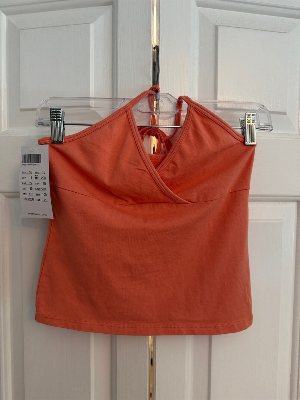 Brandy Melville Coral Wrap Front Halter Camisole